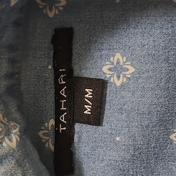 Tahari faded pearl snap long sleeve  denim jean shirt - Picture 5 of 6